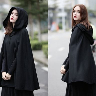Hooded Wool Cloak Capes