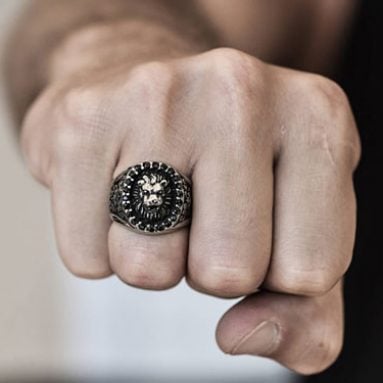 Men’s Sterling Silver Lion Ring