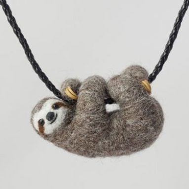 Needle Felted Sloth Necklace