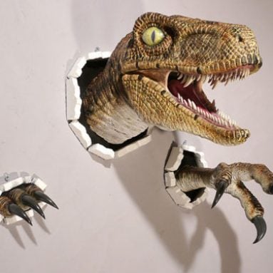 Realistic Wall Bursting Velociraptor Set