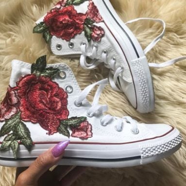 Rose Embroidery Hi-Top Converse