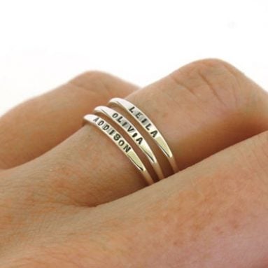 Stackable Dainty Name Rings