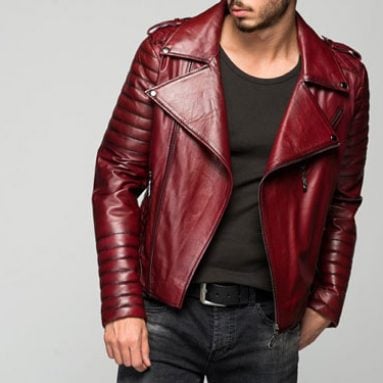 Stylish Men’s Borvona Claret Red Leather Jacket