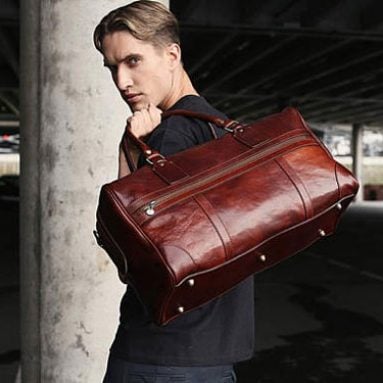 Time Resistance Leather Overnight Bag