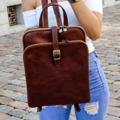 Women’s Personalized Leather Backpack